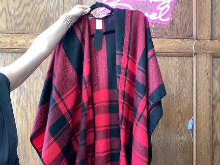 Black/Red Plaid No Brand Women-Outwear, One Size