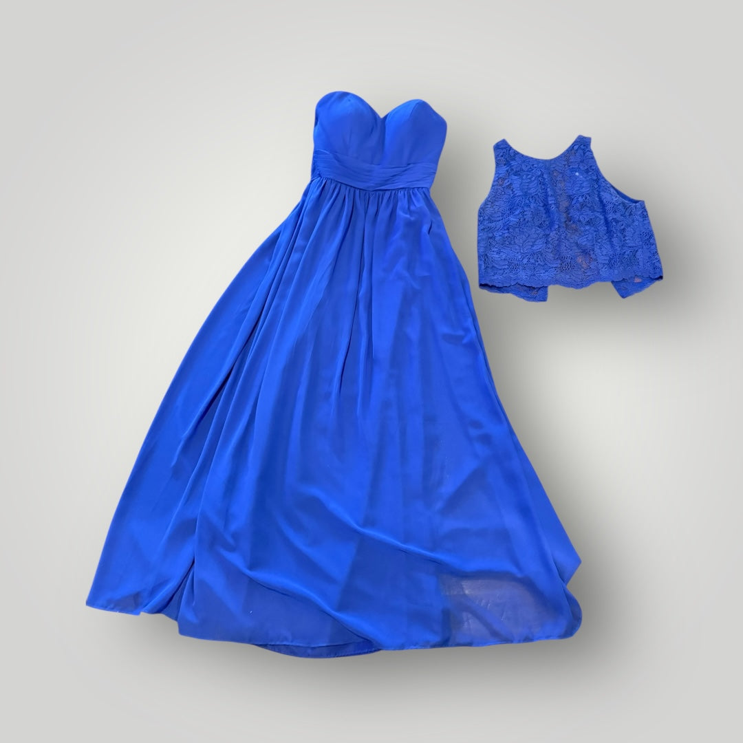 B2 Jasmine Royal Blue Gown + Lace Crop Top Set Size 2/4