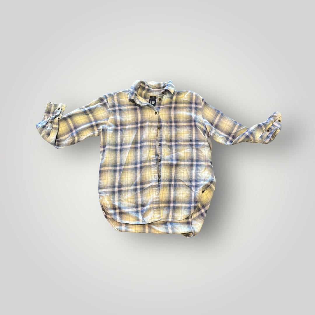 Gap Blue & Yellow Plaid Big Shirt Flannel Extra Small (oversized fit)
