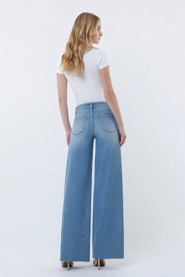 Lovervet High Rise Medium Wash Twisted Seam Wide Leg Jeans