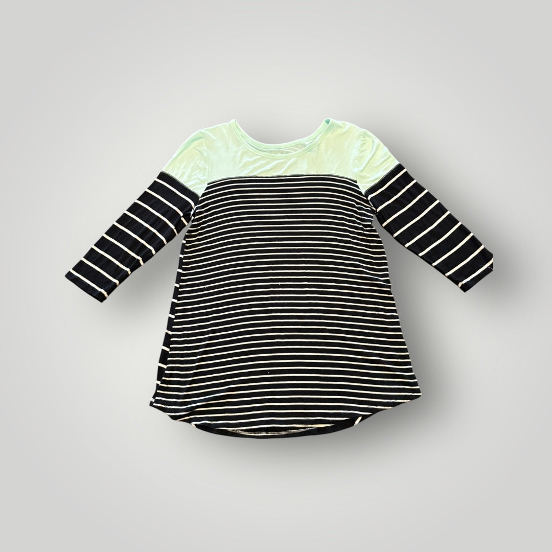 Maurices 24/7 Black & Mint Stripe Tunic Size Small