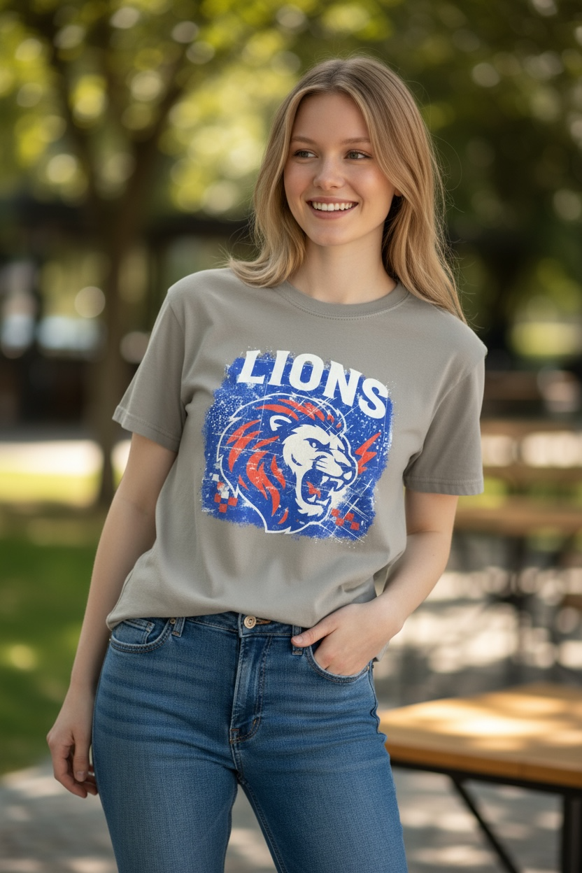 Carterville Lions Graphic T-Shirt Gray Game Day Tee