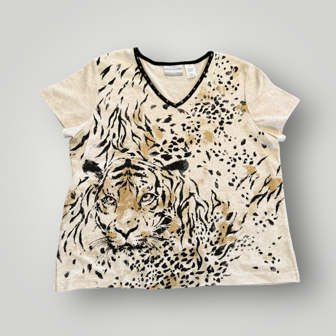 Alfred Dunner Tiger Graphic Tee Petite Medium