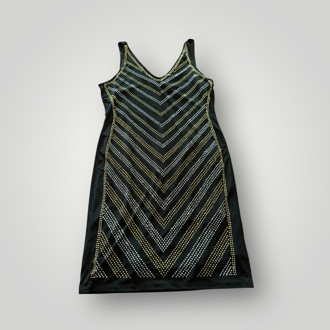 Carmen Black & Gold Studded Sheath Dress – XL