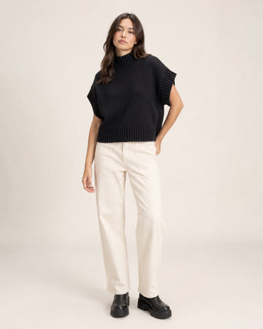 Hyfve Mock Neck Cap Sleeve Sweater Top