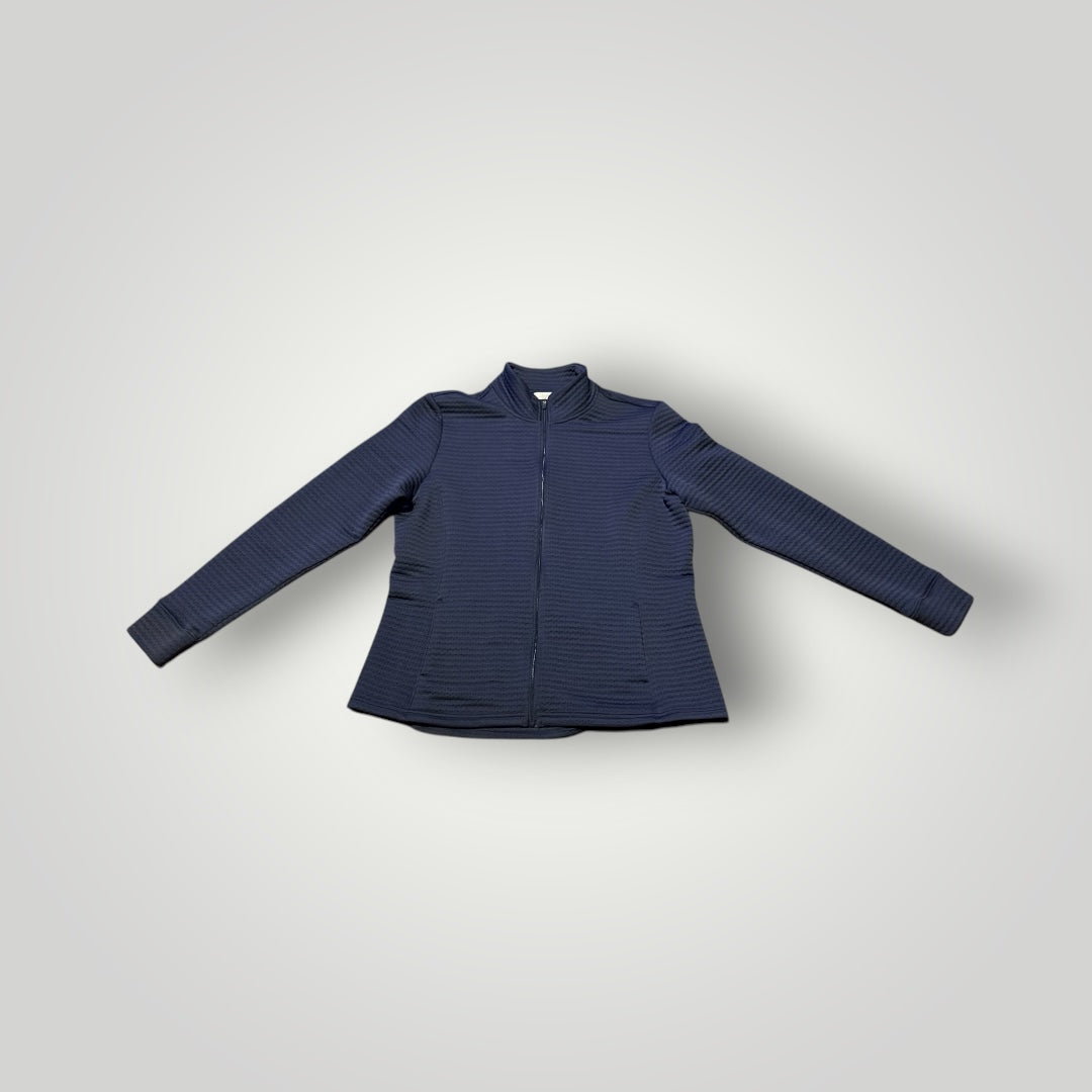 Lady Hagen Navy Textured Zip Jacket Size Large