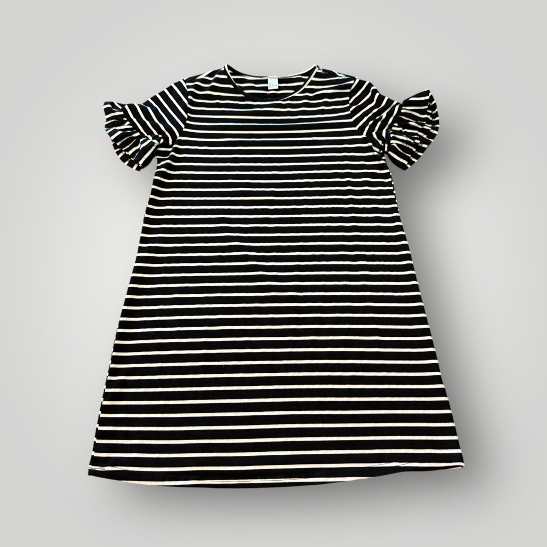 Black & White Striped Ruffle Sleeve Dress Size Small