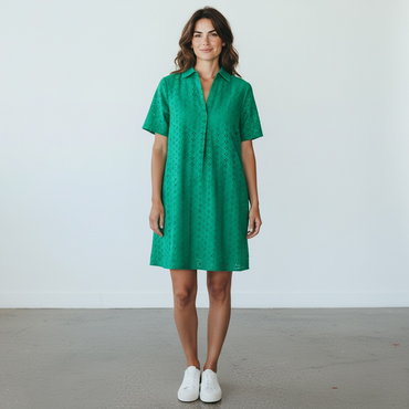 Preston & York Green Eyelet Short Sleeve Dress