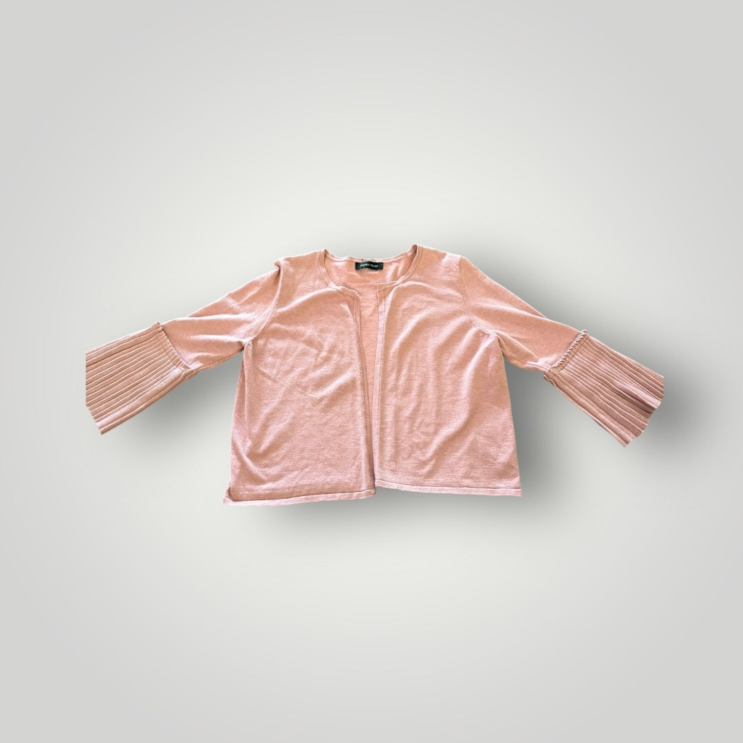 Ivanka Trump Blush Pleated Bell Sleeve Cardigan – L