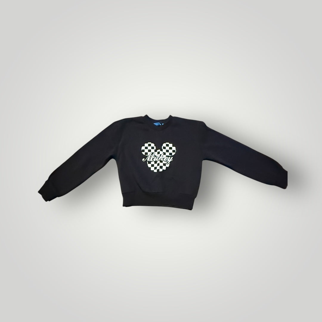 Disney Kids Size 12 Black Mickey Checkered Sweatshirt