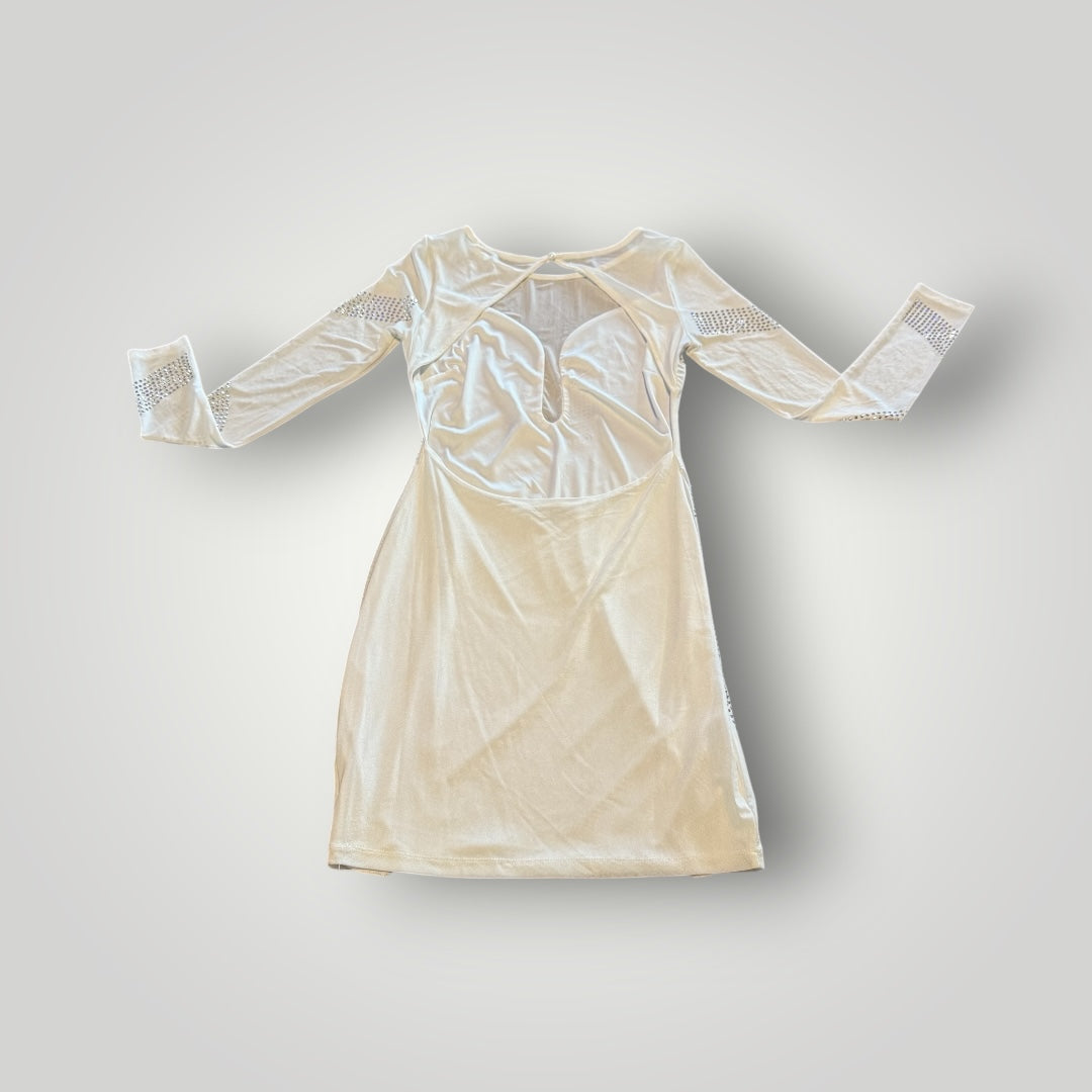 Symphony White Rhinestone Mesh Bodycon Dress Size Medium