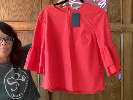 Red Marled Women-Tops, Medium