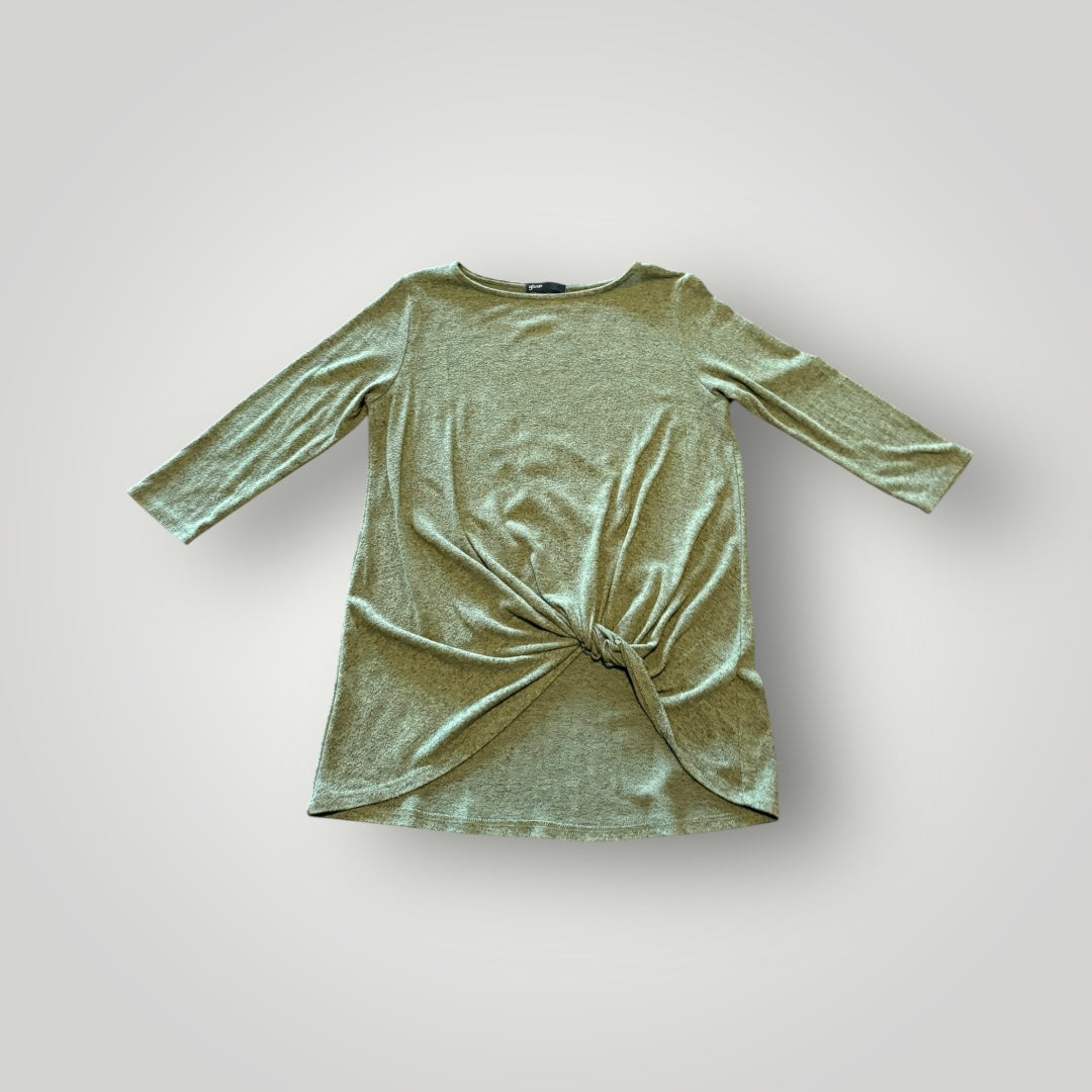 Gibson Olive Twist-Front Knit Top – XS
