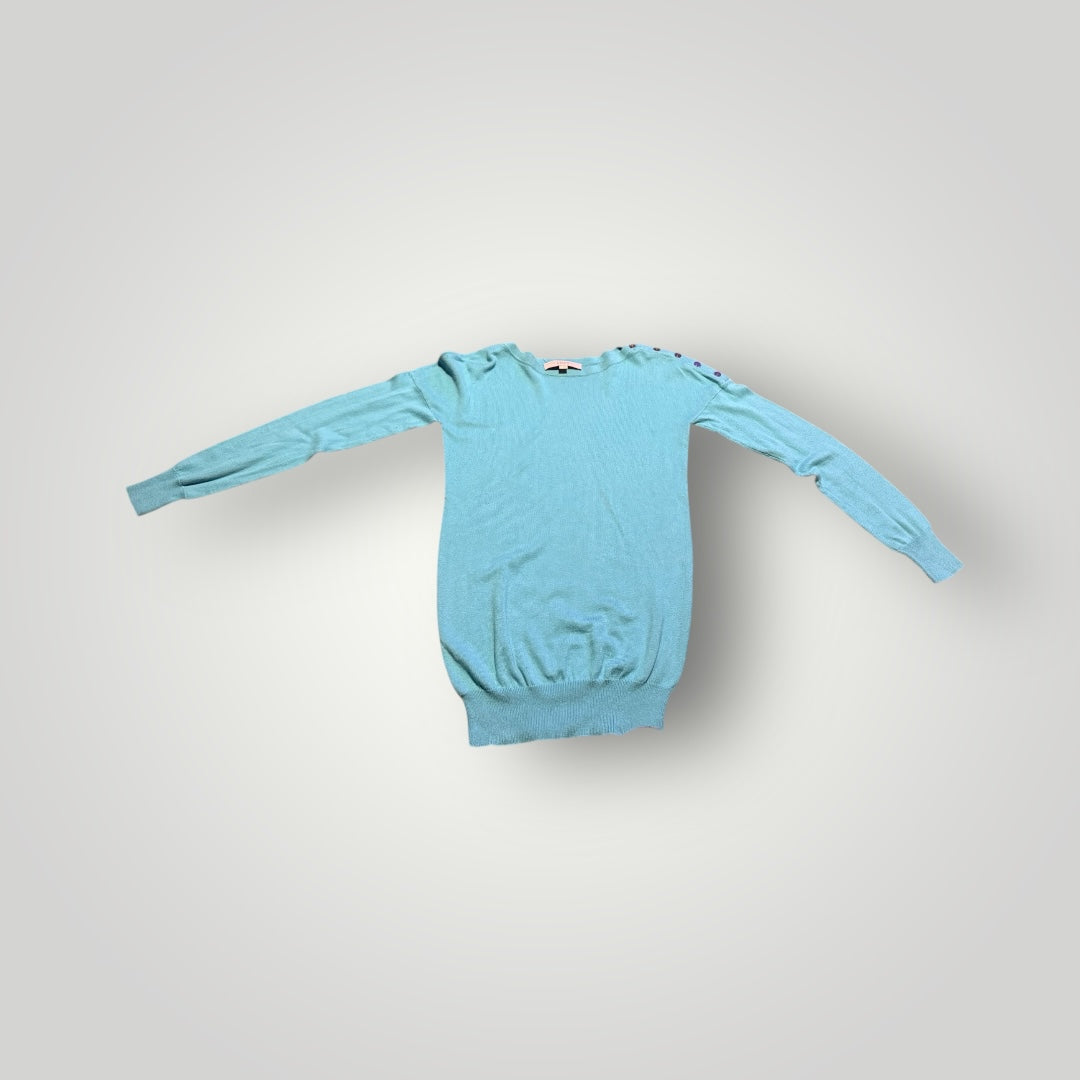 Loft Teal Button Shoulder Sweater Size Small