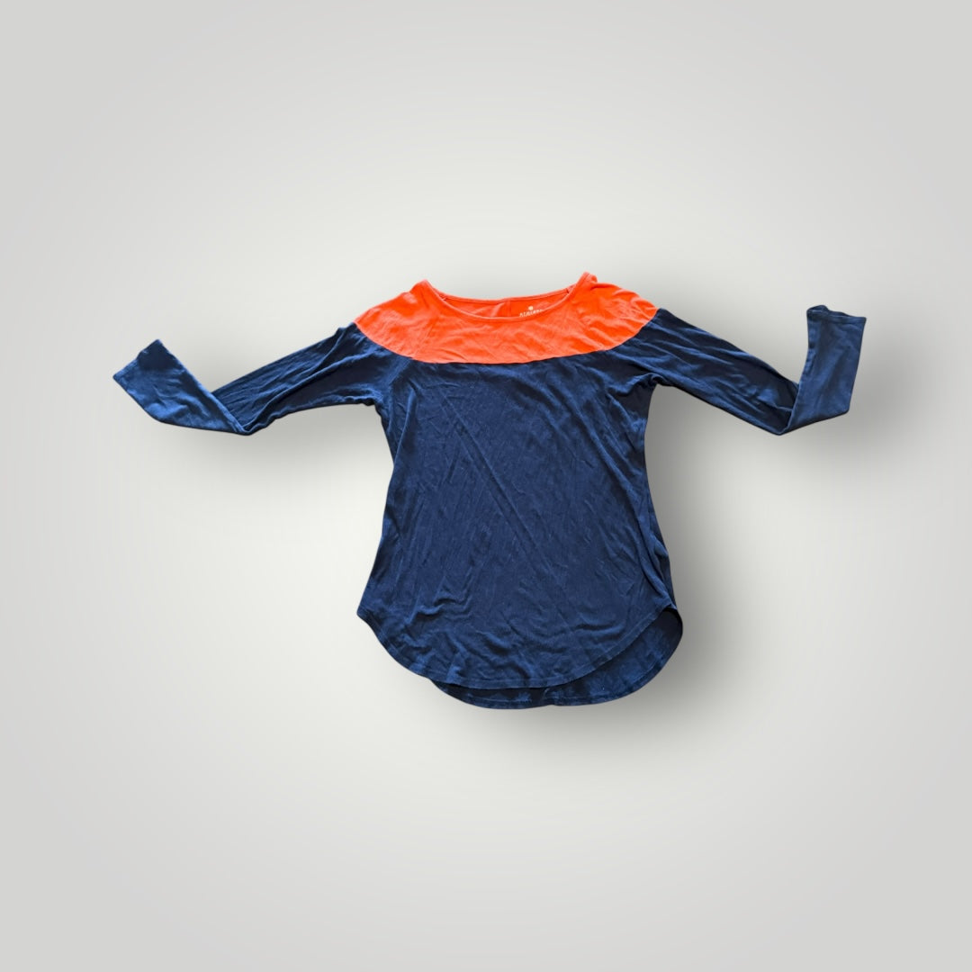 Athleta Navy & Orange Long Sleeve Performance Top Size XS