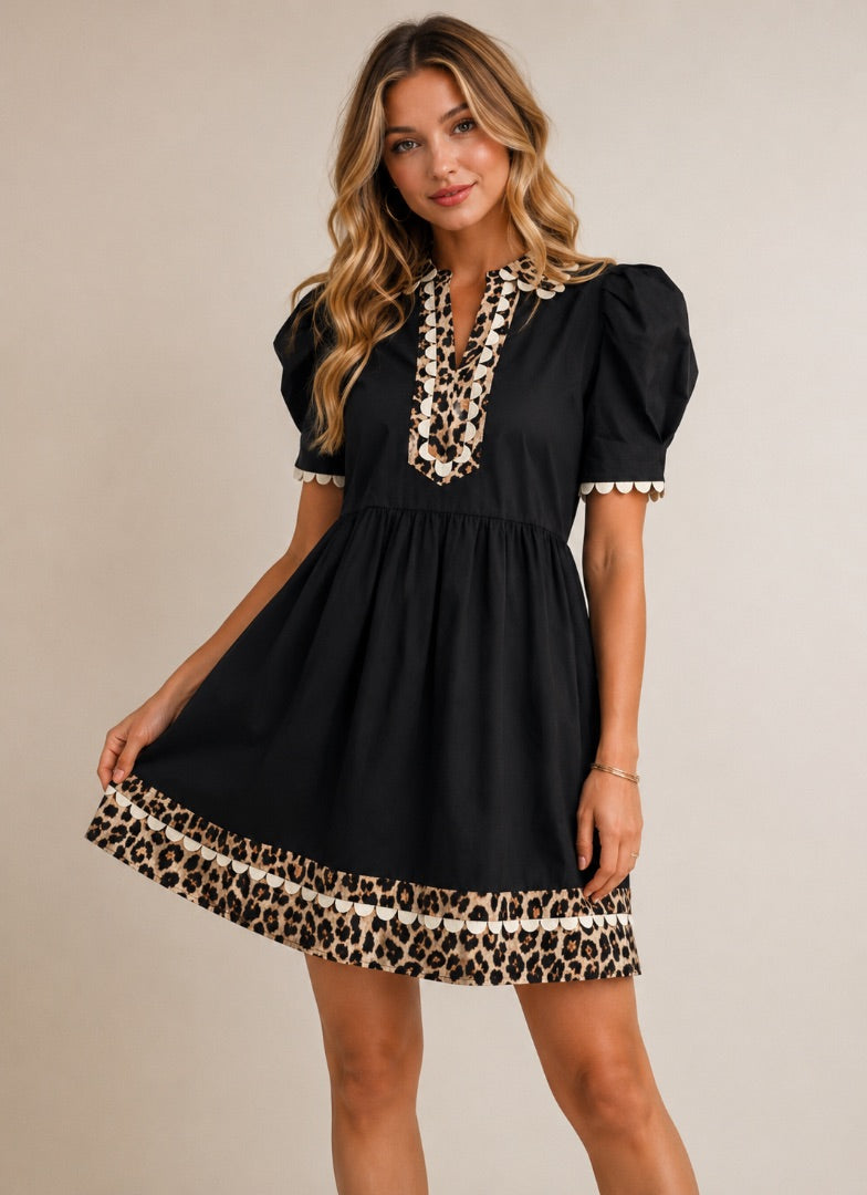 Black/Leopard JODIFL Women-Dresses/Rompers, Large