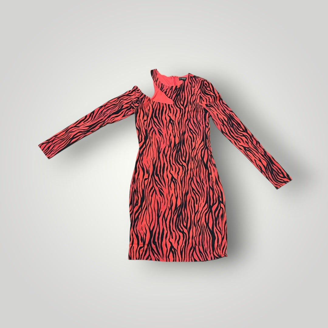Guess Red Zebra Print Cutout Dress