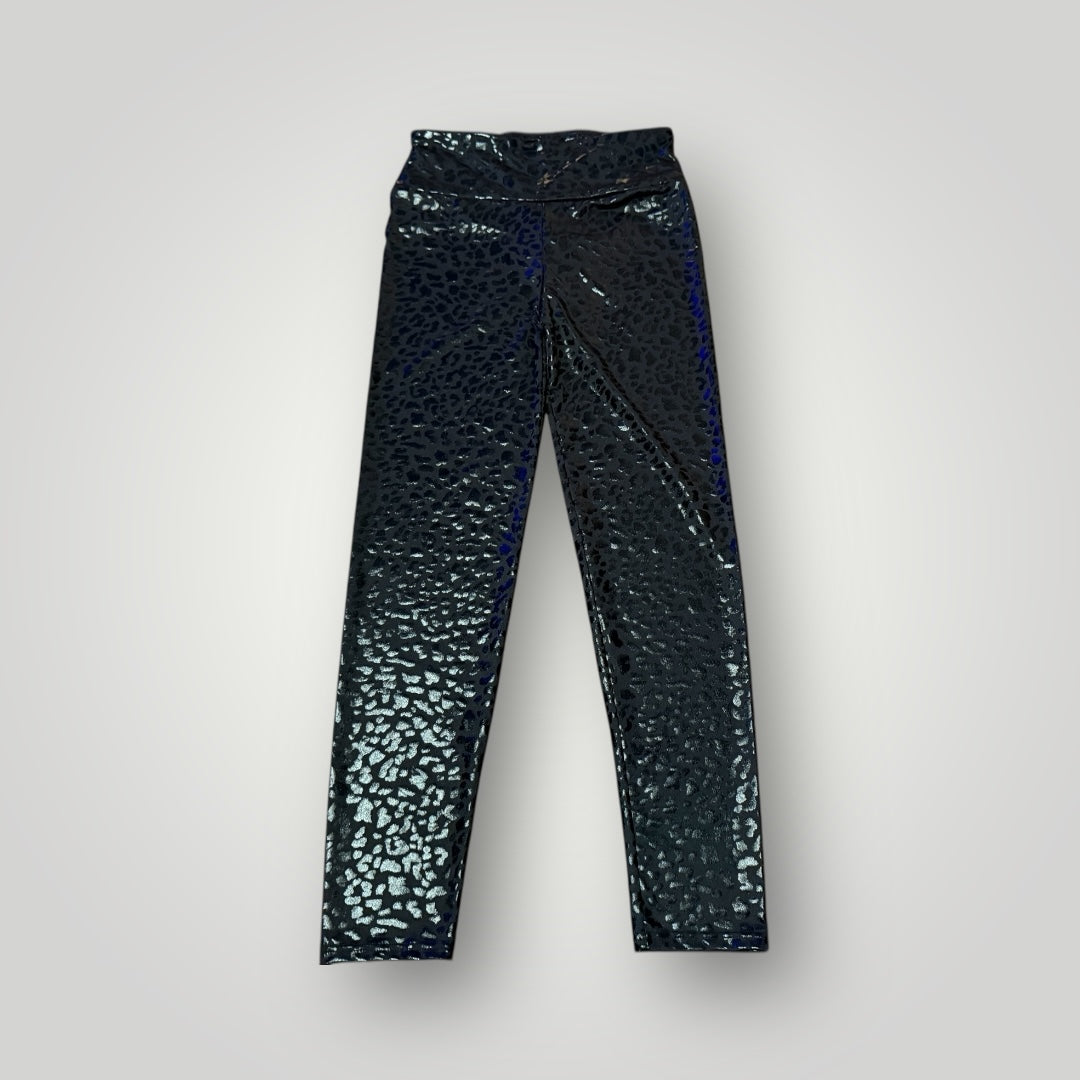 Black Leopard Shine Leggings Size Large