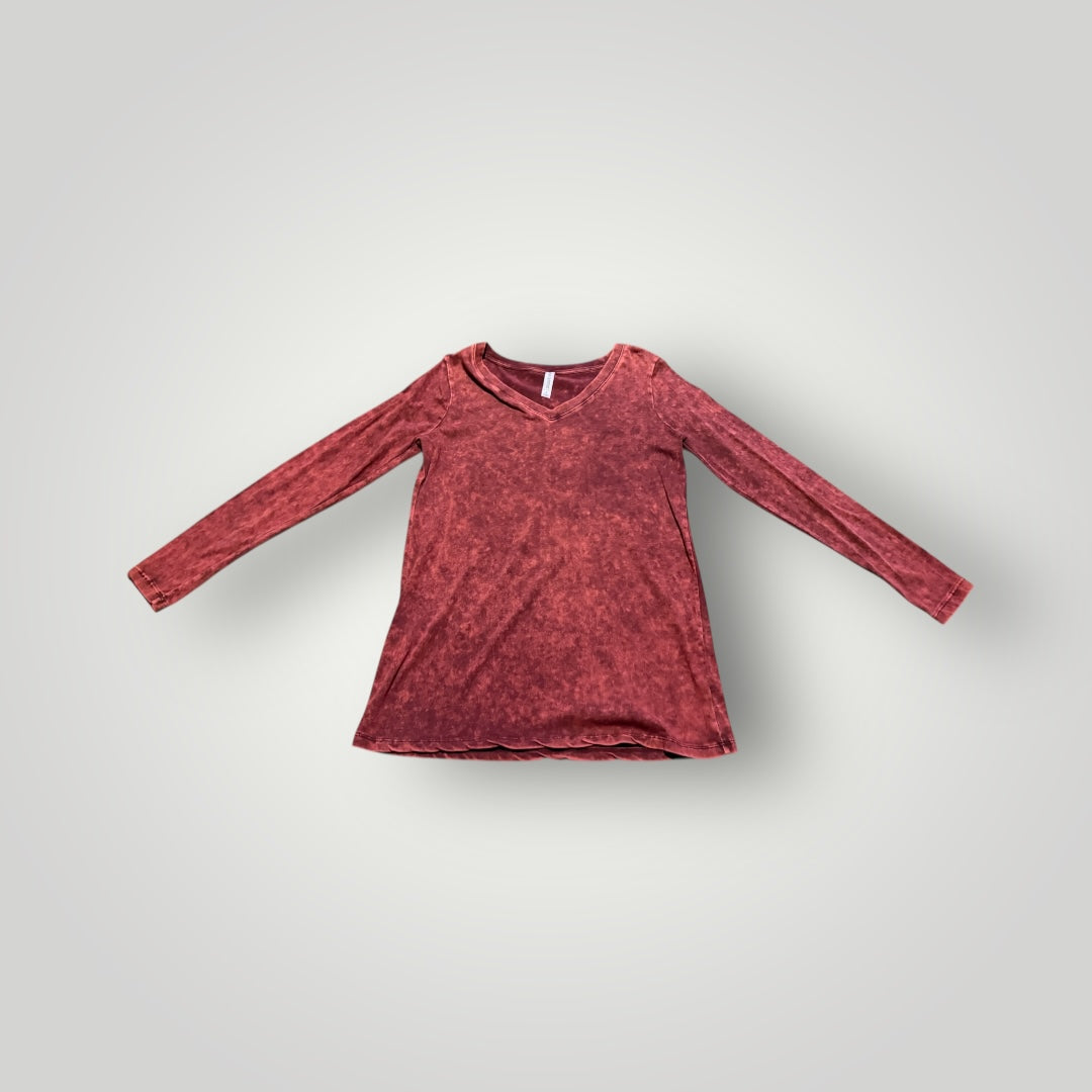 Zenana Mineral Wash Long Sleeve Top Size Large