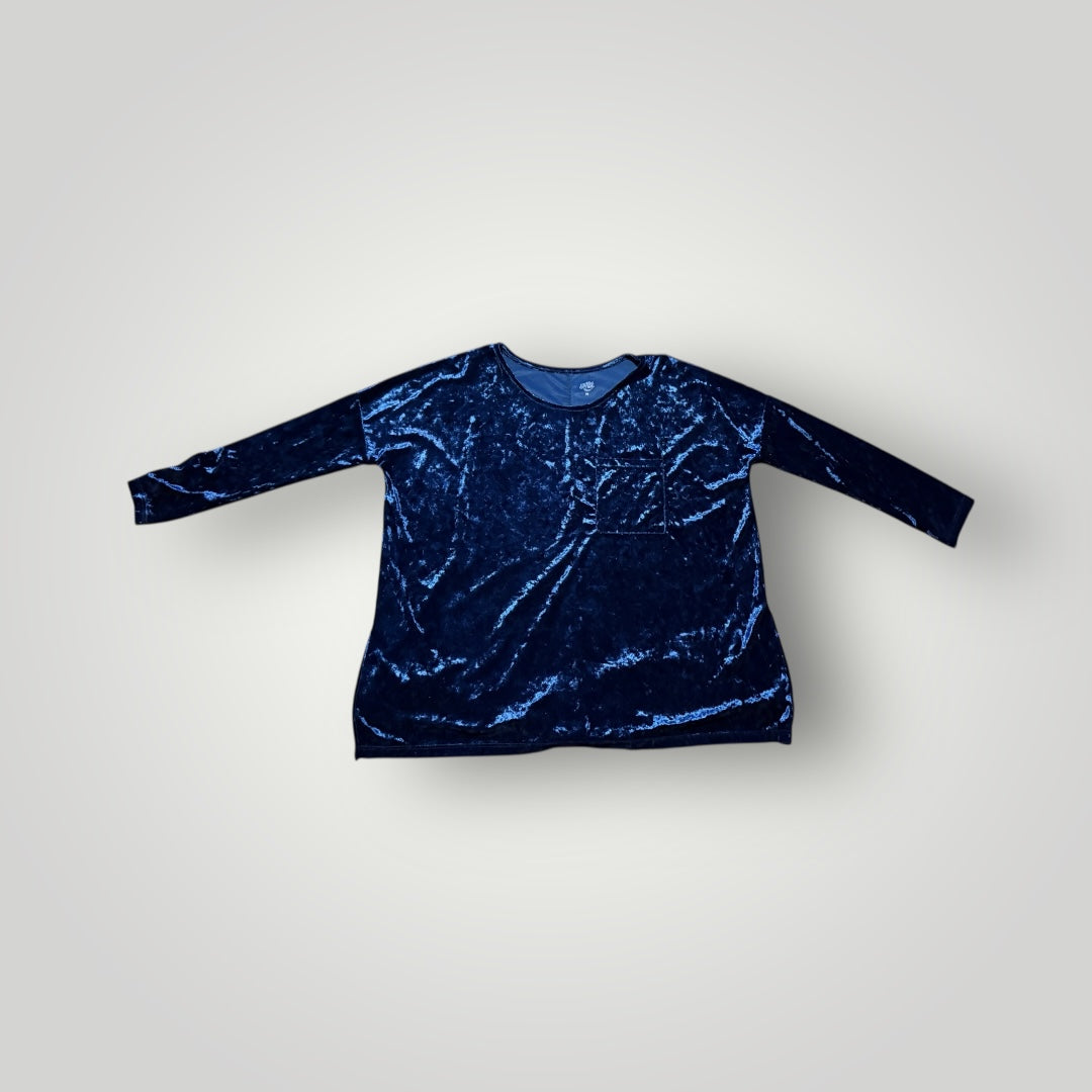 Tickled Teal Crushed Velvet Long Sleeve Top Size Medium