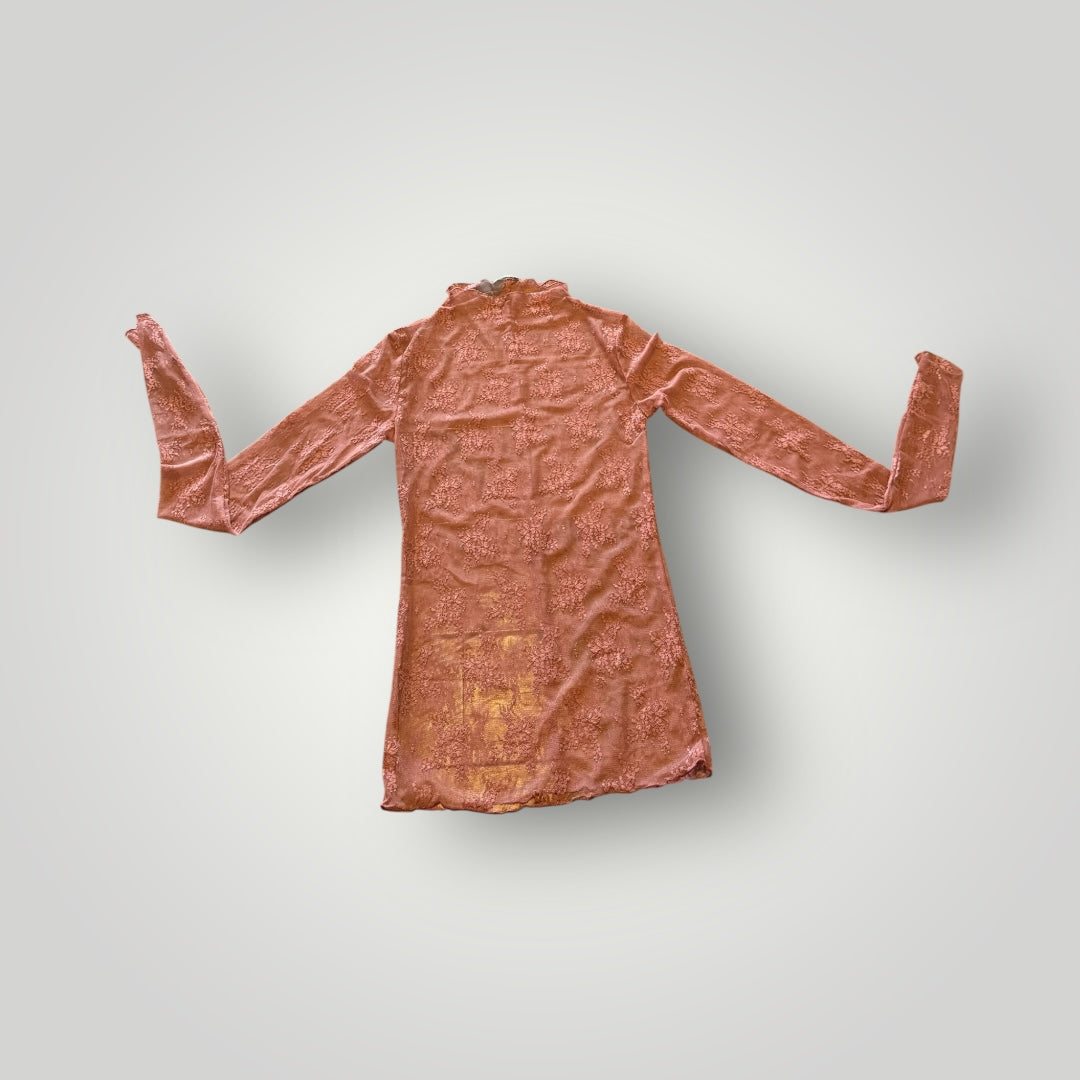 Intimately by Free People Sheer Dusty Rose Lace Tunic Size Small