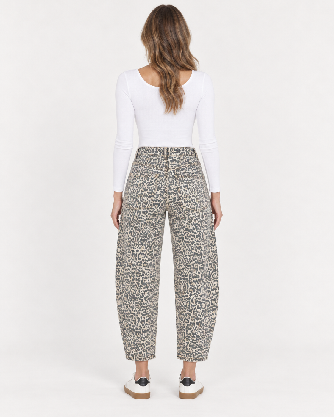 Lovervet High Rise Leopard Print Utility Barrel Jeans