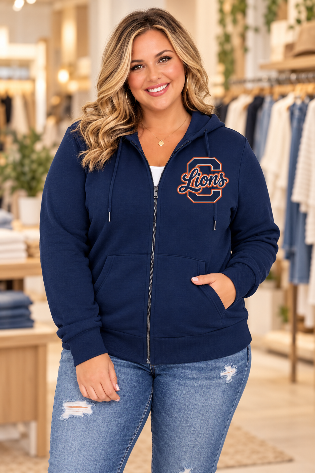 Plus Size Carterville Lions Navy Zip-Up Hoodie