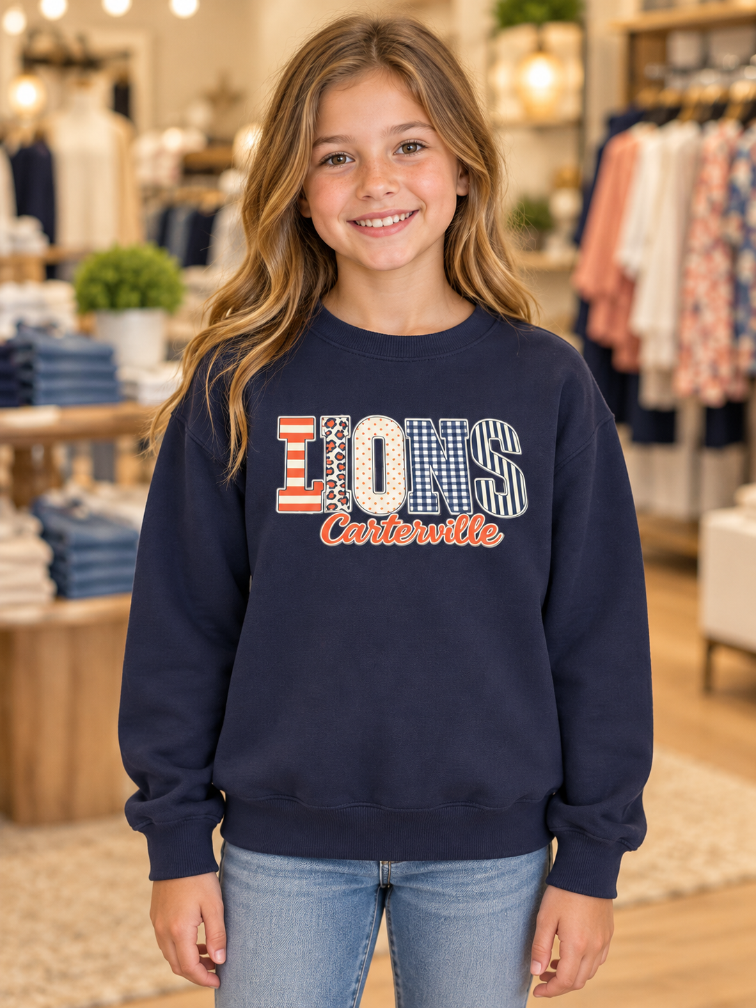 Youth Carterville Lions Mixed Print Sweatshirt
