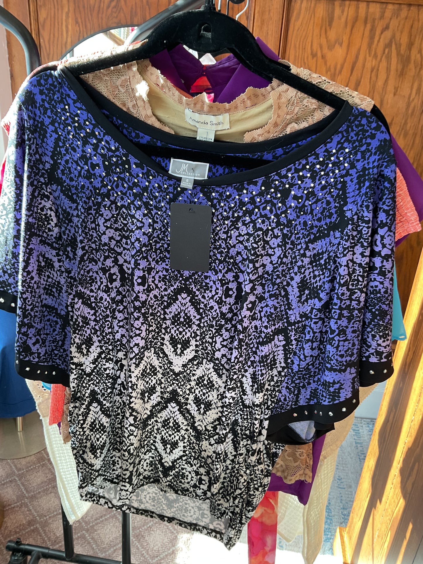 blue/black/silver JM Collection Women-Tops, Small