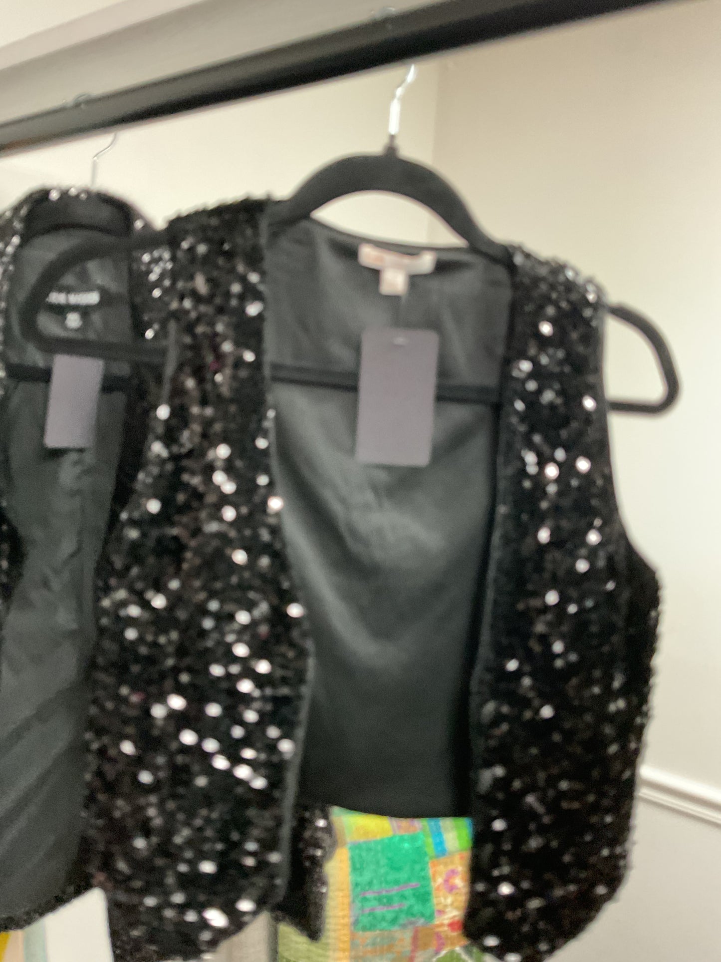 Black sequin GB vest, S