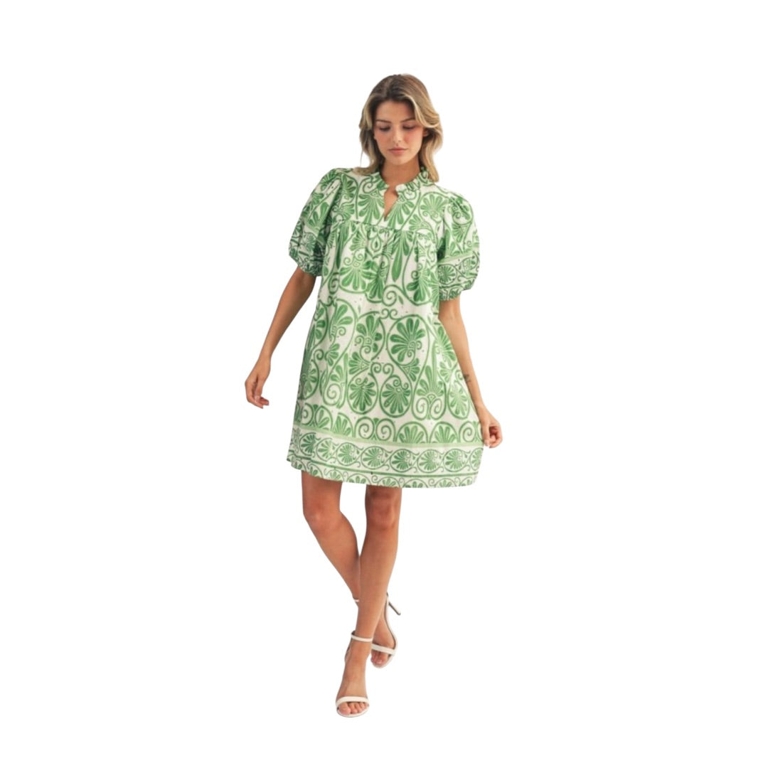 Green Jodifl Boho Floral Eyelet Babydoll Dress – Green Women-Dresses/Rompers, Large