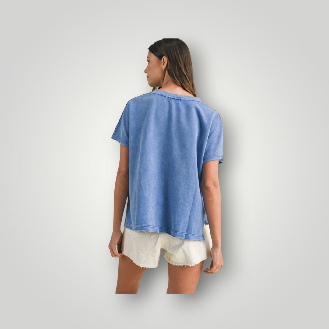 Washed Blue Bibi Women-Tops, Medium