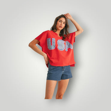 Washed Red BiBi Women-Tops, Large