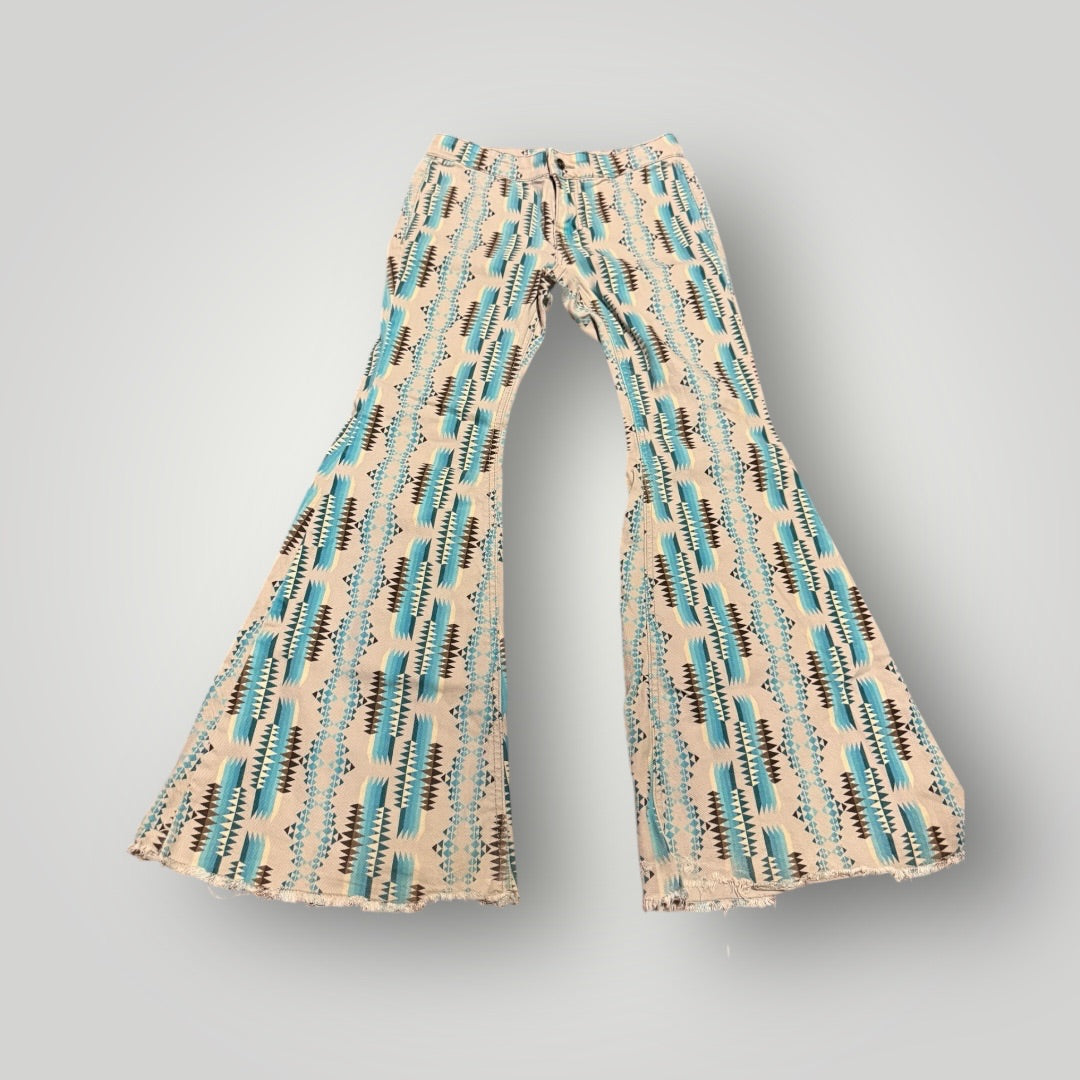 Aztec Rock & Roll Denim Bell Bottom Jeans, 16