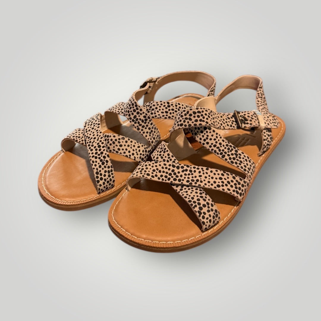 Leopard Toms Strappy Sandals, 6.5