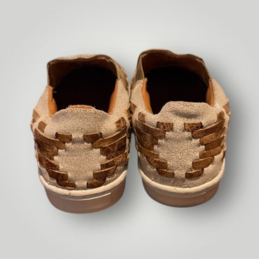 Natural Tan / Cream Agave Sky Handwoven Leather Slip-On Sneakers, 7