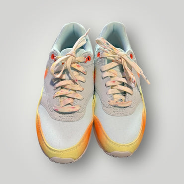 Baby blue with pastel yellow & orange accents Nike Air Max Sneakers (Baby Blue Colorway), 6.5