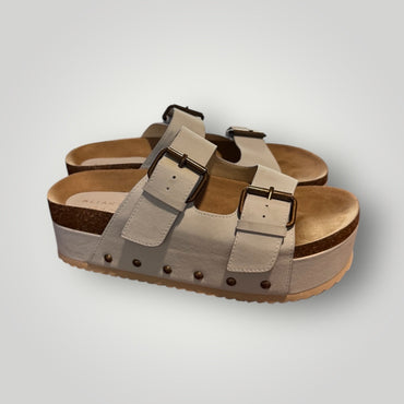 Baby Blue Altered State Platform Buckle Sandals, 7