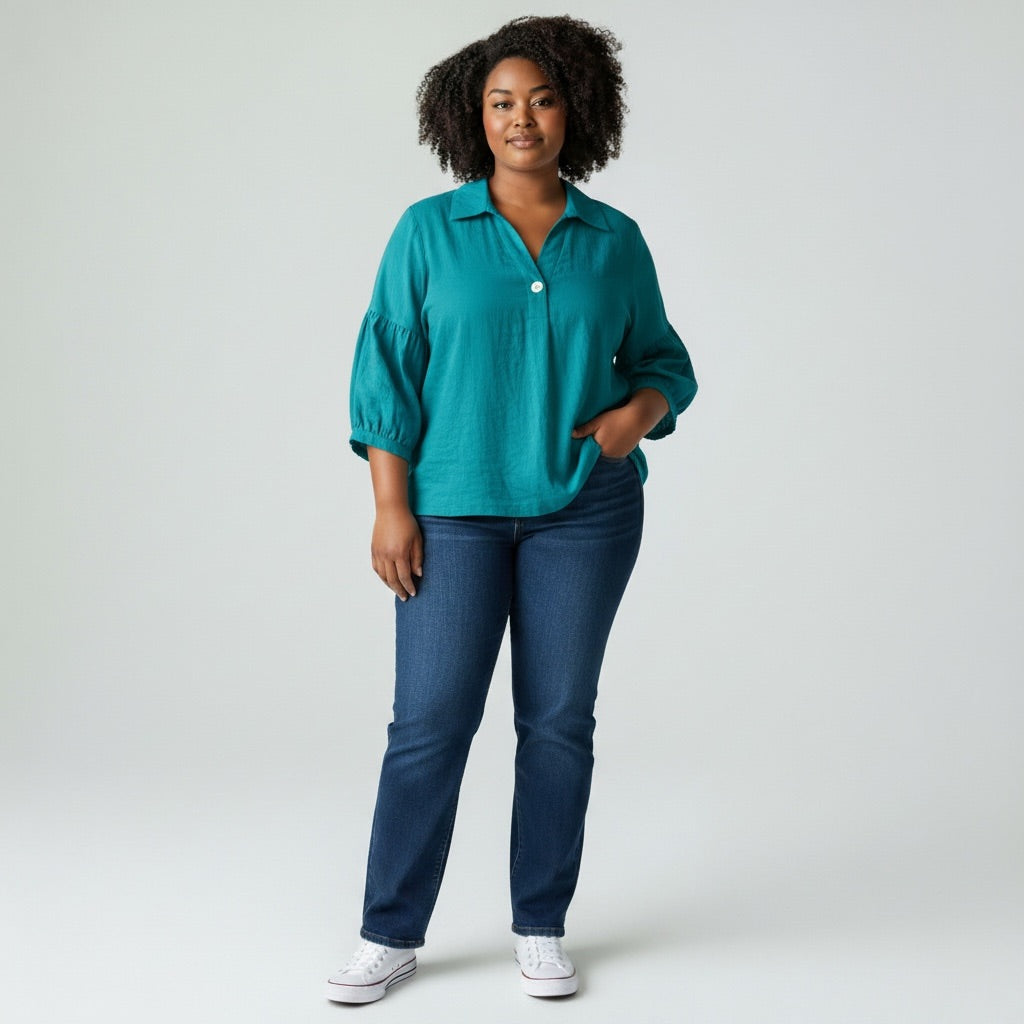 Teal John Mark Women-Tops, XL