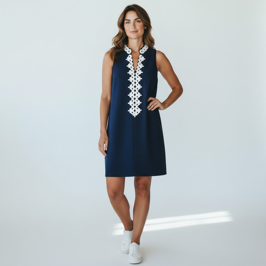 Navy/White Lilly Pulitzer Women-Dresses/Rompers, Medium