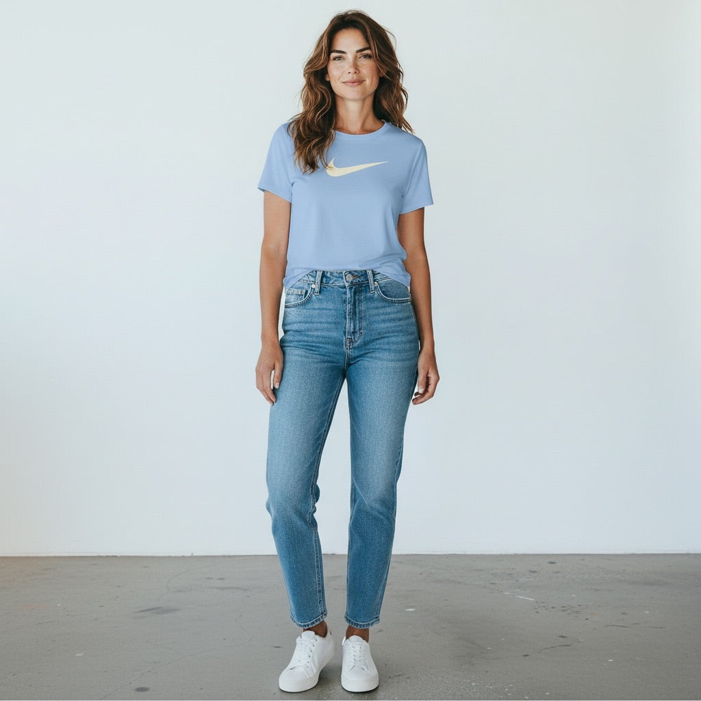 Baby Blue Nike Tee Dri Fit Women-Tops, Medium