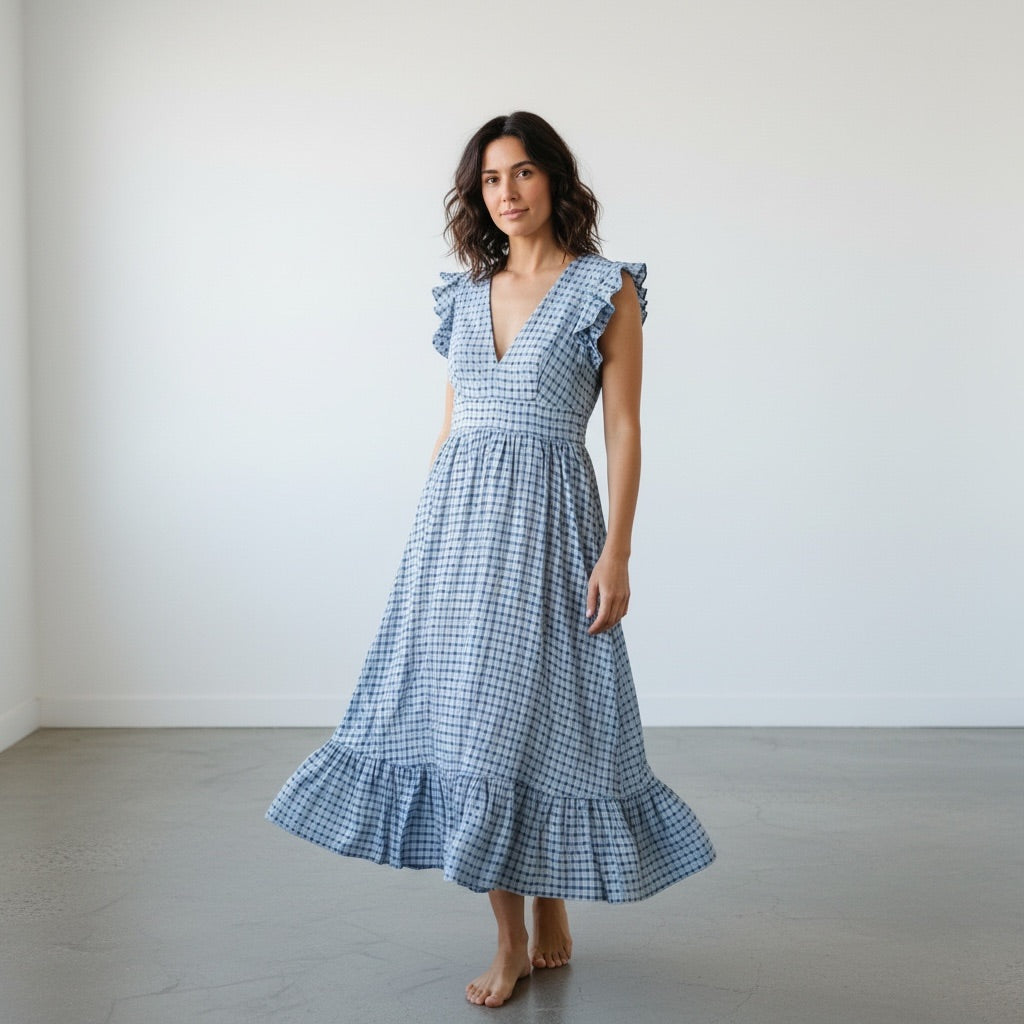 Baby Blue/Navy Shein Women-Dresses/Rompers, Medium