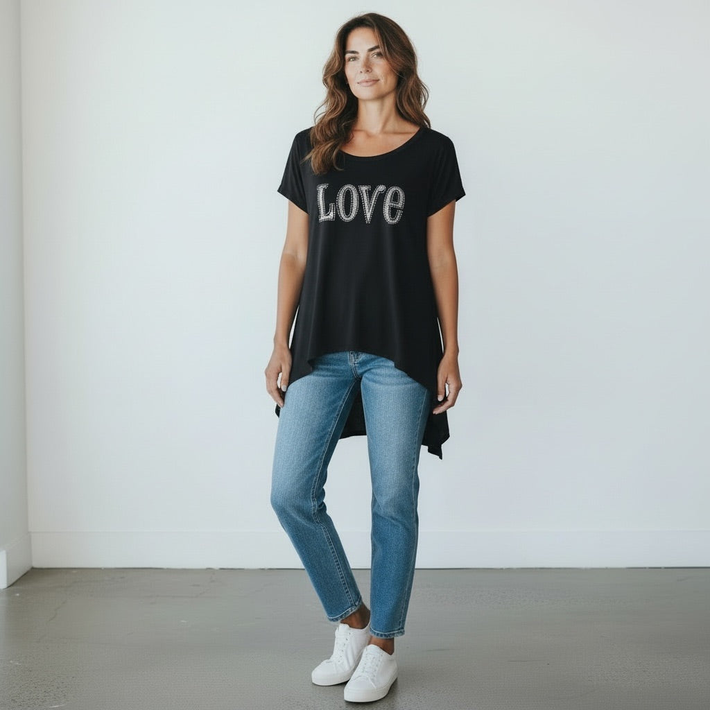 Black Licraray – Crusade Love line Women-Tops, Medium