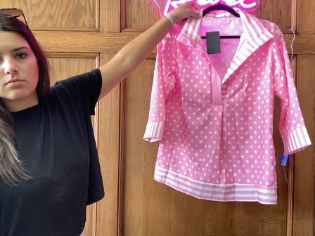 Pink Polka Dot/Stripes no Women-Tops, s