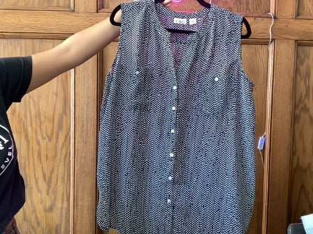 Black/White Polka Dot Cato Women-Tops, XL