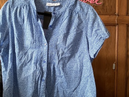 Blue St.John's Bay Ruffle Hem Button-Up Dress, XL