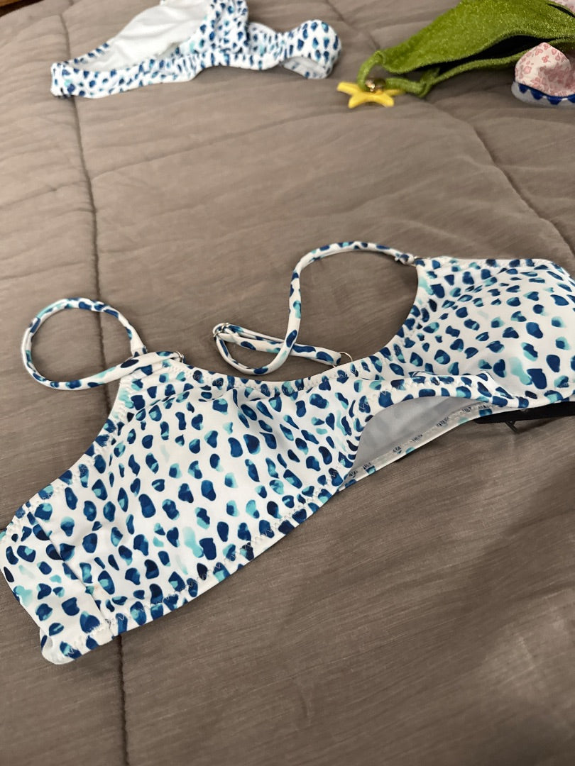 Blue/White No Brand Dots Swimsuit, Small
