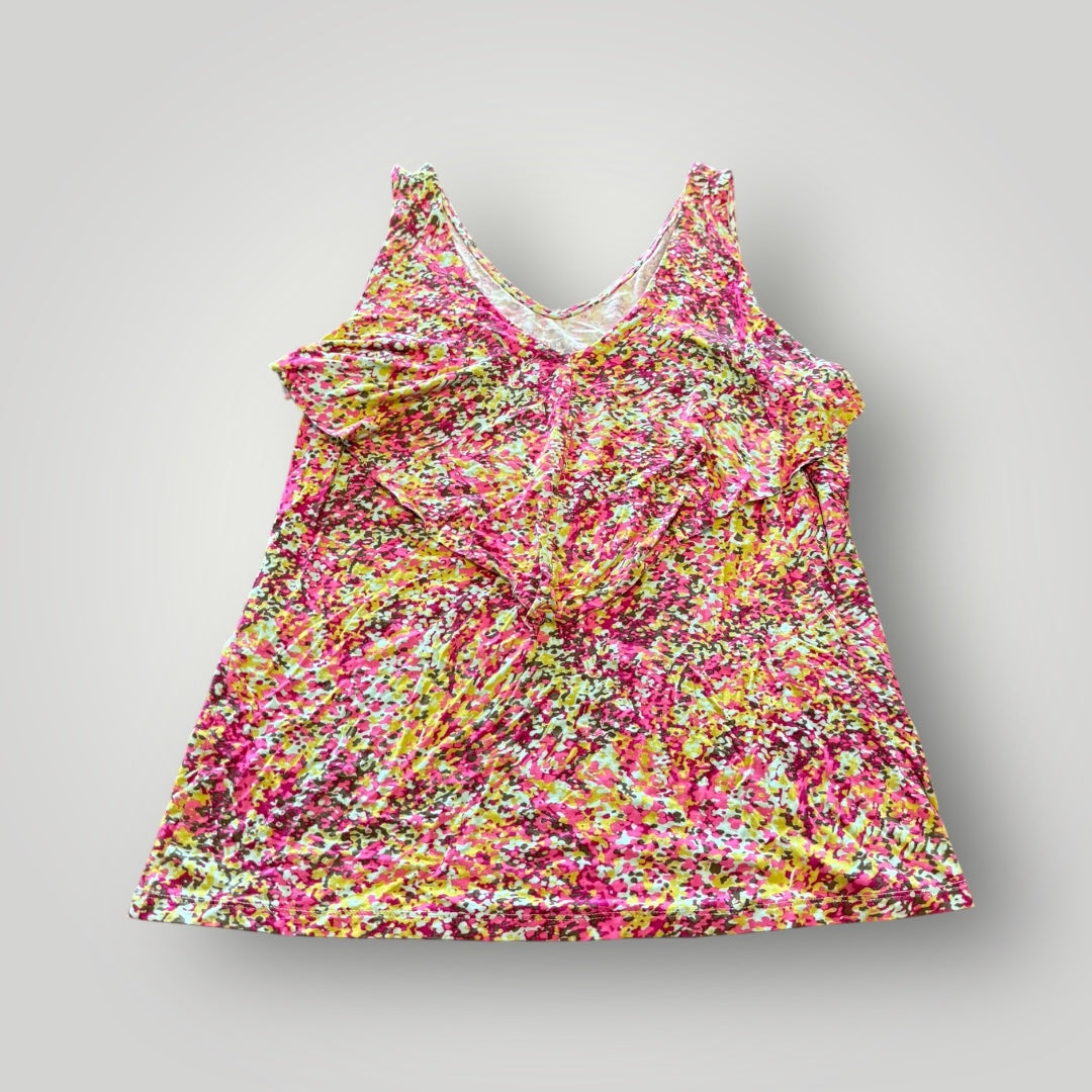 Merona Bright Abstract Ruffle Tank XL