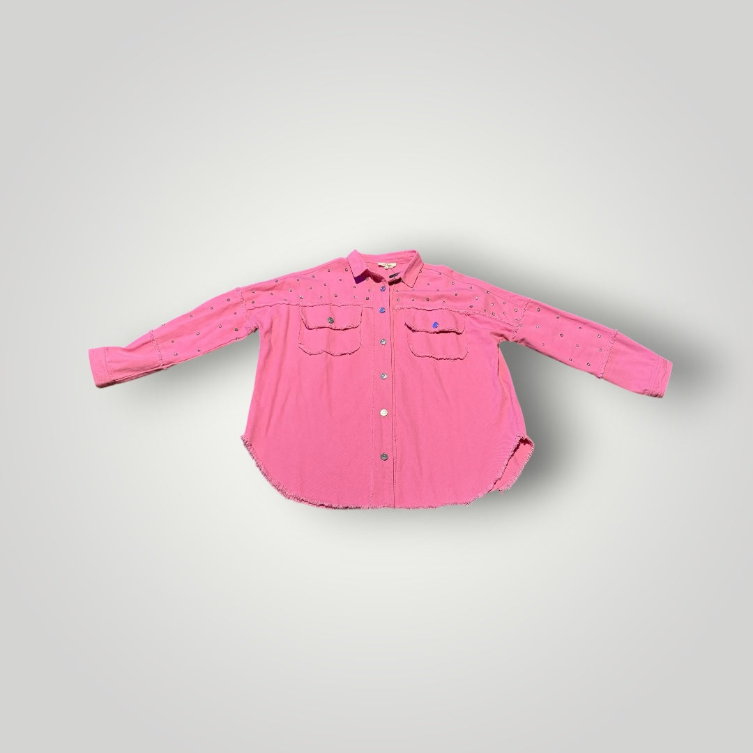 Peach Love Pink Studded Shacket Size Medium