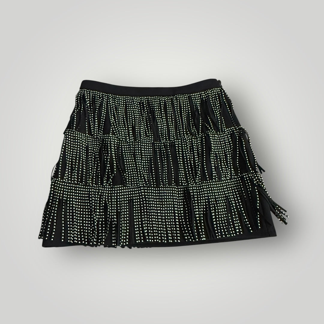 Hailey & Co Black Fringe Studded Skirt Size Large